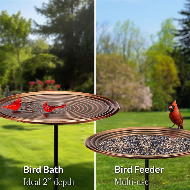 Good Directions 20 inch Bronze Ripples Bird Bath with Garden Pole