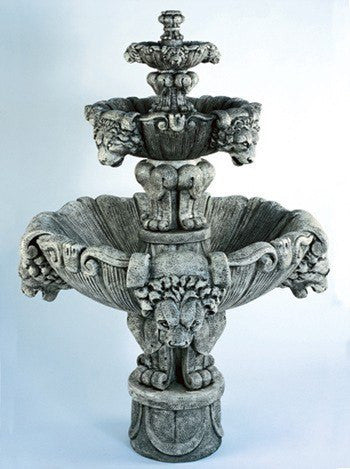 Lion Tiered Outdoor Fountain - Medium