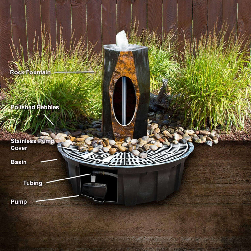 Basalt Bird Bath Fountain - Complete Kit - Blue Thumb