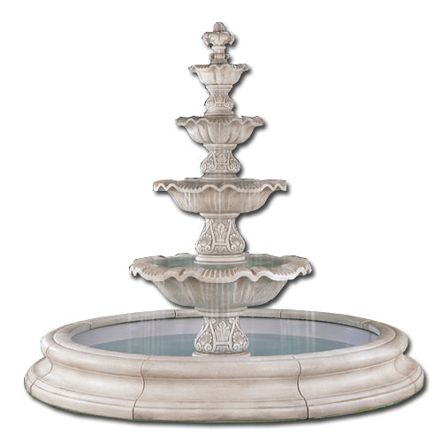 Four Tier Renaissance Fountain in Toscana Pool