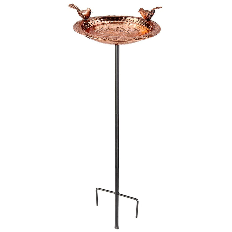 Good Directions 13 inch Pure Copper Bird Bath with Birds on Garden Pole