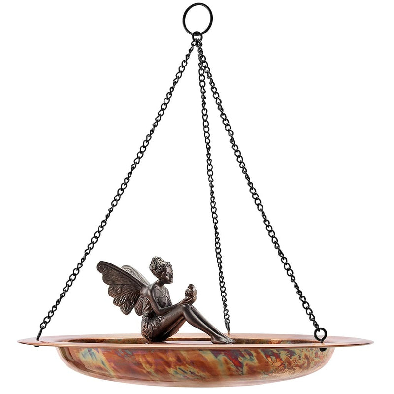 Good Directions 18 inch Hanging Fired Copper Bird Bath with Fairy