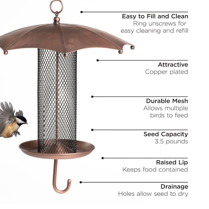 Good Directions Rainy Day Umbrella-Inspired Bird Feeder with Mesh Tube