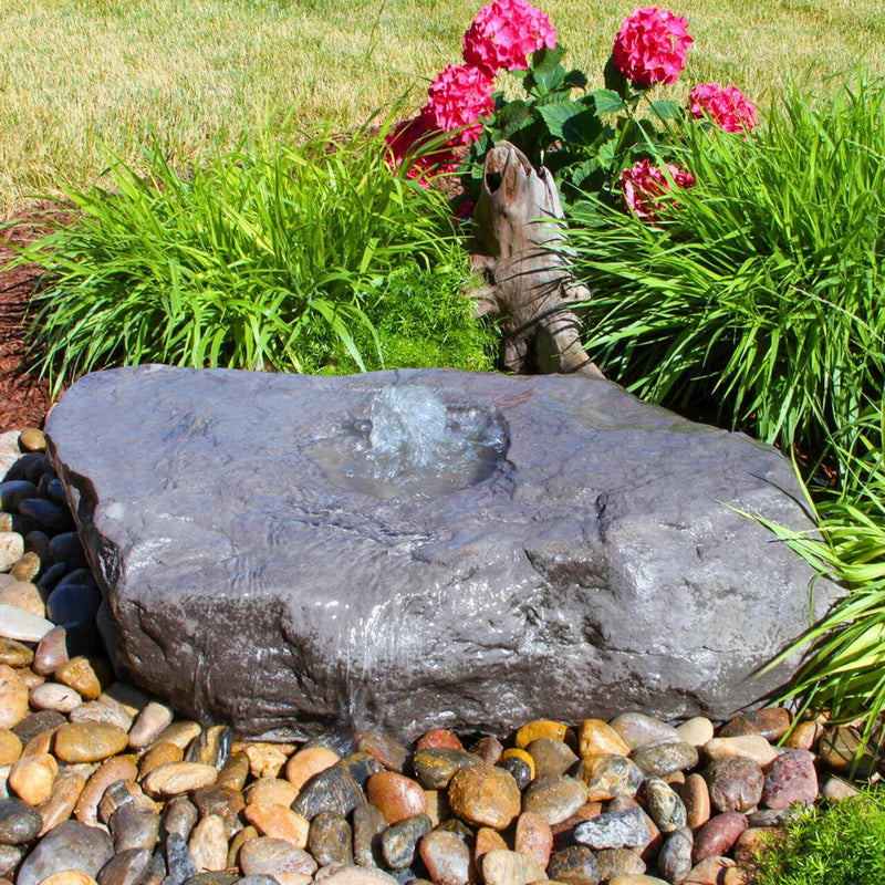 Large Bird Bath GFRC Boulder Fountain - Complete Kit - Blue Thumb